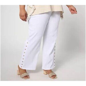 Belle By Kim Gravel Regular Packabelle Button Up Relaxed Pants Size S White NWOT